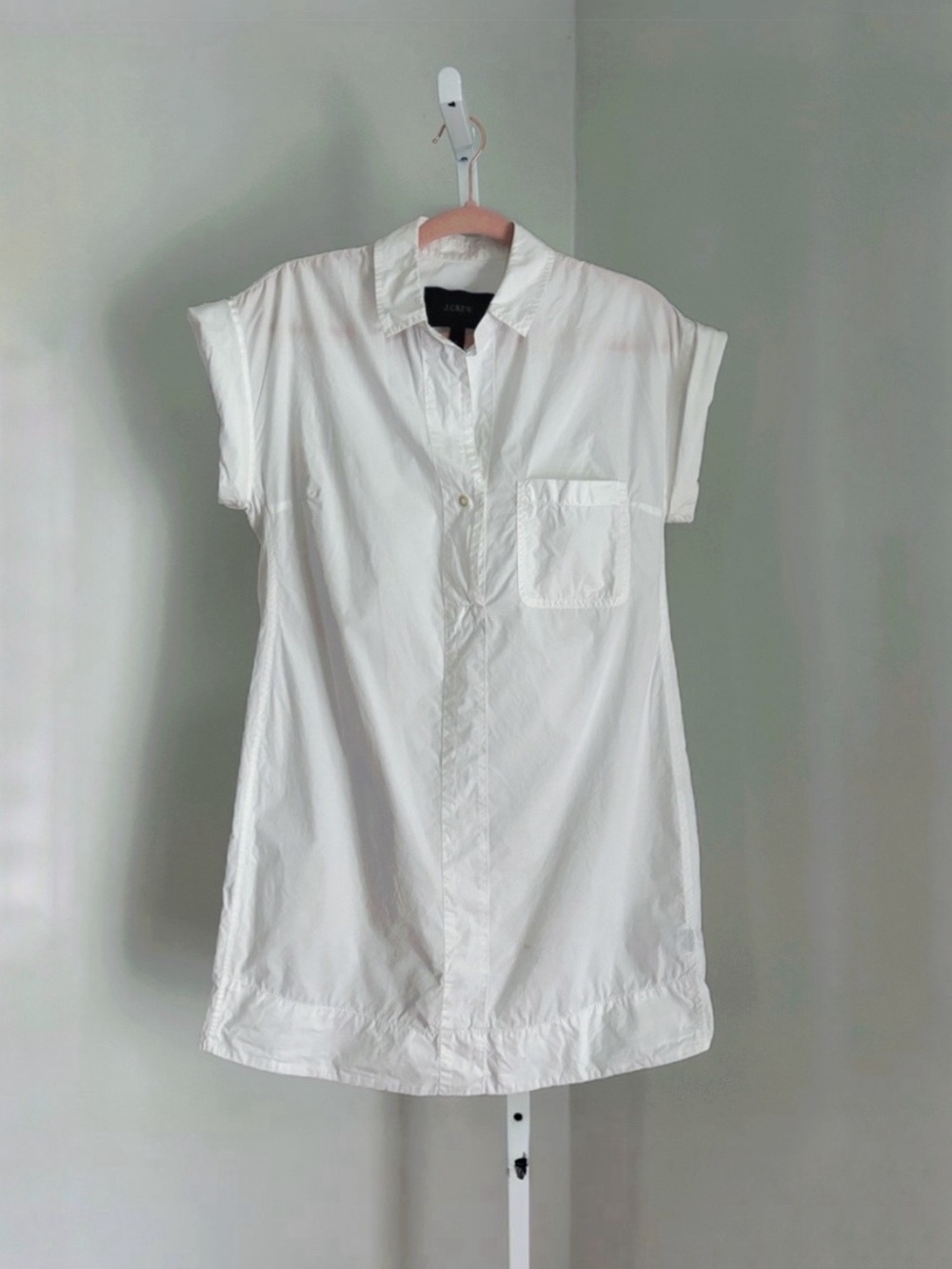 J Crew White Button-Up Poplin Shirt Dress Size S Minidress Classic Versatile